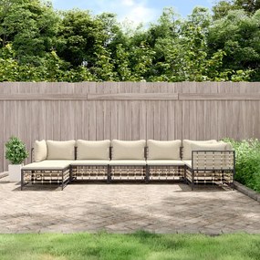 3186774 vidaXL Set mobilier de grădină cu perne, 7 piese, antracit, poliratan