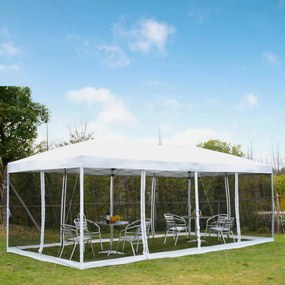 Outsunny Foisor Pliabil din Otel cu Plase de Tantari, Alb, 3x6m | Aosom Ro