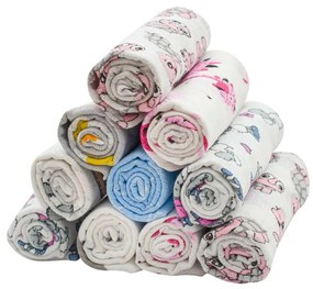 New Baby Scutece din bumbac cu imprimeu Standard, 60 x 80 cm, set 10 buc.