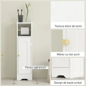 HOMCOM Dulap Compact pentru Baie cu Suport Hârtie Igienică - Alb | Aosom Romania