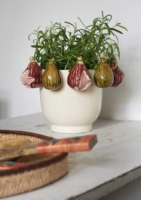 Ghiveci din ceramică stoneware cu smochine sculptate și glazură reactivă, D25×H17 cm, „Fig Pot"