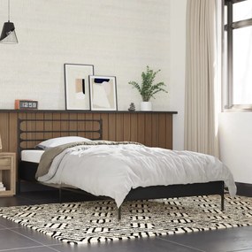 845587 vidaXL Cadru de pat, negru, 100x200 cm, lemn prelucrat și metal