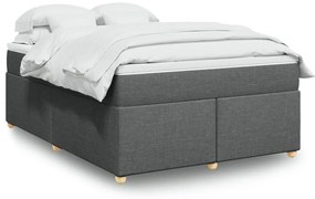 vidaXL Pat box spring cu saltea, gri închis, 140x190 cm, textil
