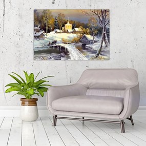 Tablou - Orășel iarna (90x60 cm)