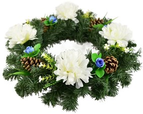 Coroană funerară Crizanteme albe, 35 cm