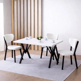 Set Masa de bucatarie Barton din MDF cu 4 Scaune din metal, culoare bej, 140 cm