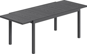 Outsunny Masă de Grădină Extensibilă Blat Aluminiu Efect Lemn Picioare Reglabile 8-10 Persoane 214x85x75cm Gri Antracit | Aosom Romania