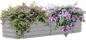Outsunny Pat de flori pentru plante, pat de flori modular, margini protejate, design fara fund, 150 x 62 x 30 cm, Argintiu | Aosom Romania