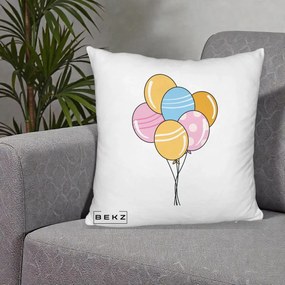 Perna Decorativa Baloane Petrecere, 40x40 cm, Alb Pufos, Husa Detasabila, Perna Inclusa, BEKZ®