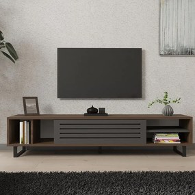 Comoda tv Maira pentru living culoare nuc si antracit 160 cm