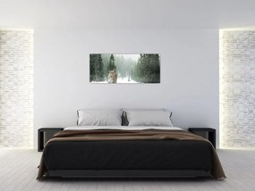 Tablou cu leopard în zăpadă (120x50 cm)