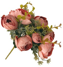 Bujori roz-somon artificiali, Eunice, 30cm
