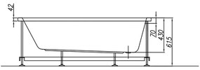 Cada baie incastrata 140 x 70 cm KolpaSan, Tamia 1400x700 mm