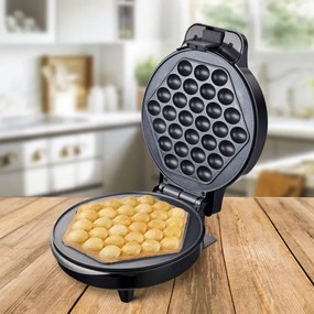 Aparat de facut vafe Bubble Waffle Rosberg R51442H, 1000W, Placi antiaderente, Negru