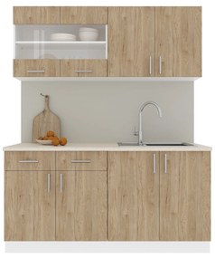 Set haaus V8, Lemn Natural/Alb, Blat Thermo 28 mm, L 160 cm