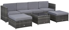 Outsunny Set din 7 Piese Living pentru exterior din Rattan , Gri| Aosom Ro