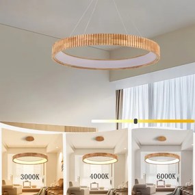 Brilagi - Lustră LED FALCON WOOD MODERN, suspendată pe cablu, LED/60W/230V, Ø 80 cm, lemn