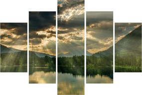 Tablou cu lac și soarele translucid (150x105 cm)