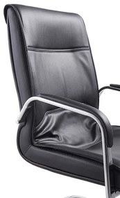 SCAUN VIZITATOR NEGRU, TAPITAT PIELE ECOLOGICA, CADRU CROMAT
