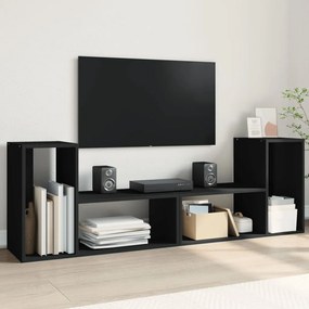 Dulap TV, 2 buc., negru, 75x30x50 cm, lemn prelucrat