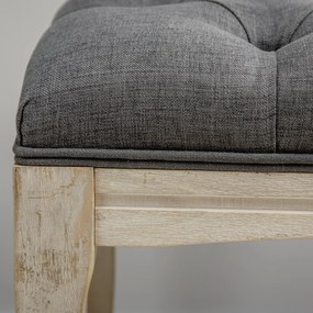 HOMCOM Bancă capitonată stil clasic 110 cm, capăt de pat tapitat cu in, picioare din lemn de hevea sculptat, Lin Gri | Aosom Romania