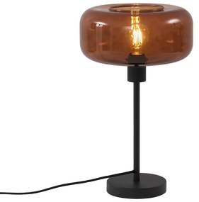 Lampă de masă retro neagră cu sticlă bronz - Bizle