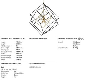 Lustra suspendata LUX design geometric ROUNDOUT alama antichizata, cu 12 surse de lumina