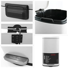 Coș de gunoi alb mat cu pedală din oțel 50 l Akira – Spirella