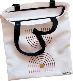 Sacosa de Panza pentru Cumparaturi, Geanta Tote, model Sunshine Arches, Cu fermoar, 38x34.5 cm, Alba, BEKZ®