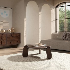 Măsuță de cafea maro închis rotundă din lemn de mango ø 80 cm Tamira – MOME