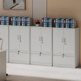 HOMCOM Dulap pentru Birou cu Raft Interior Reglabil și Sertar Alb | Aosom Romania