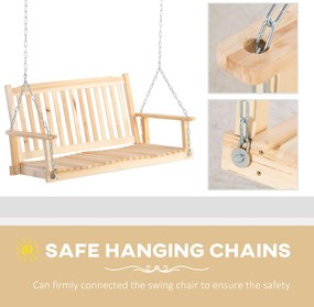 Outsunny Leagăn de Grădină pentru 2 Persoane Cușcă de Leagăn Masiv Patio Terasă Curte Lemn Natural 117 x 69 x 60 cm | Aosom Romania