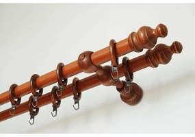 Galerie Lemn, accesorii incluse galerie lemn dubla Apollo 28 mm, 250 cm cires
