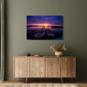 Tablou cu barci pescărești în port (90x60 cm)