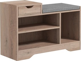 HOMCOM Bancă pentru Încălțăminte cu Pernă de Șezut, 76,5x30x52 cm, Gri | Aosom Romania