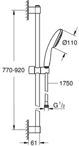 Grohe Tempesta 110 Set dus cu bara 90 cm, 1 jet