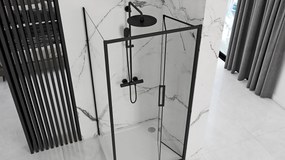 Cabina dus de colt Rapid Fold Negru 90x100cm, Rea
