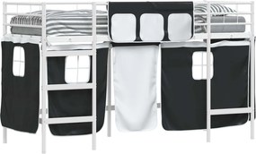 vidaXL Cadru de Pat Pe Două Niveluri pentru Copii cu Cortine