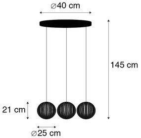 Lampă modernă cu pandantiv neagră cu 3 lumini - Zoë