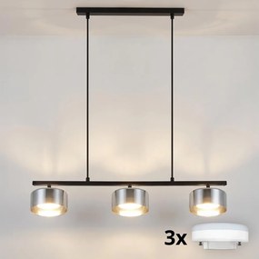 Brilagi - LED Lustră suspendată pe cablu AURA LUX 3xGX53/30W/230V, negru/fumuriu