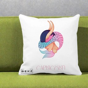 Perna Personalizata Zodiac Capricorn Cowgirl, 40x40 cm, Alba Mata, Husa Detasabila, Perna Inclusa, BEKZ®