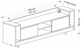 Comoda TV Tyler - Antracit, Oak