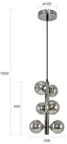 Lustră LED pe cablu Brilagi MILLA 6xG9/3W/230V crom lucios/fumuriu