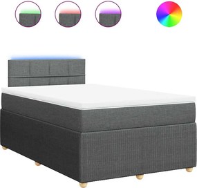 vidaXL Pat box spring cu saltea, gri închis, 120x200 cm, textil