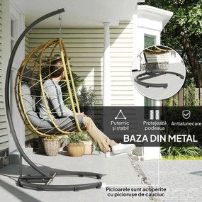 Outsunny Scaun Balansoar din Ratan din PE de Exterior cu Perna | Aosom Romania