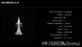 Veioza, lampa de masa cristal Bohemia S31 006/01/1-A