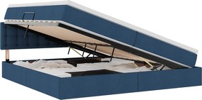 vidaXL Pat cu saltea și spațiu de depozitare albastru 200 x 200 cm