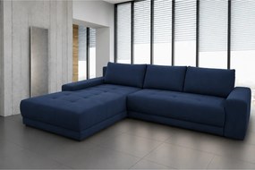 Coltar de living extensibil ADRIA, universal, stofa catifelata albastr