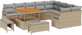 vidaXL Set de canapele pentru grădină 12 pcs Beige și gri deschis