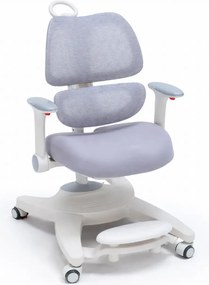 RESIGILAT- GROWFIT ERGO CARE JUNIOR PRO 360 – Scaun ergonomic reglabil pentru copii și adolescenți, cu spătar dublu adaptiv, suport lombar automat, cotiere 4D, roți cu blocare automată, ajustare completă 360°, Gri